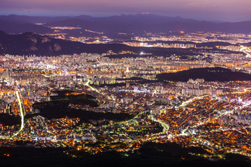 Fototapeta na wymiar Aerial View of Seoul South Korea at night
