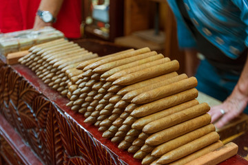 Cigars in a factory in Little Havana, Miami
