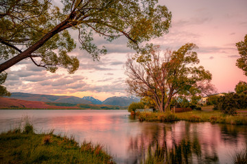 Lake Alexandrinain sunset colours, New Zealand