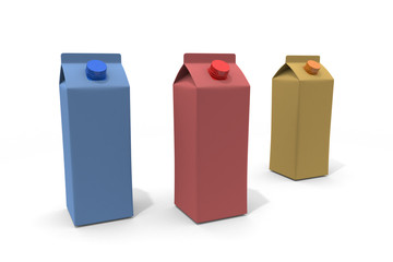 Three Milk Carton 3D illustration