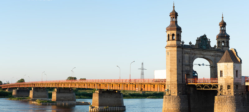 SOVETSK, KALININGRAD REGION, RUSSIA - SEPTEMBER 16, 2014: The bridge of the queen Louise, the boundary automobile bridge through the river Neman in the city of Sovetsk, the Kaliningrad region