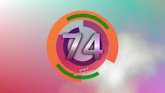 74 Years Anniversary Digital Tech Circle Colorful Background