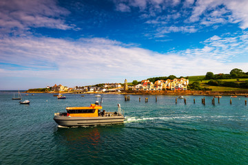 Fototapeta na wymiar Swanage pier and boats on a sunny day