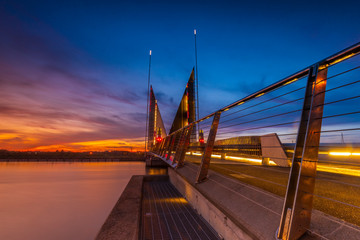 Twin sails bridge in Poole at sunset