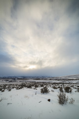 Snowy landscape on a cold morning in Idaho, USA