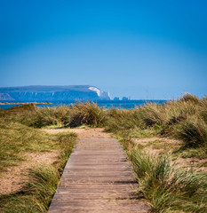 Fototapeta na wymiar Beach views across Hengistbury Head in Dorset