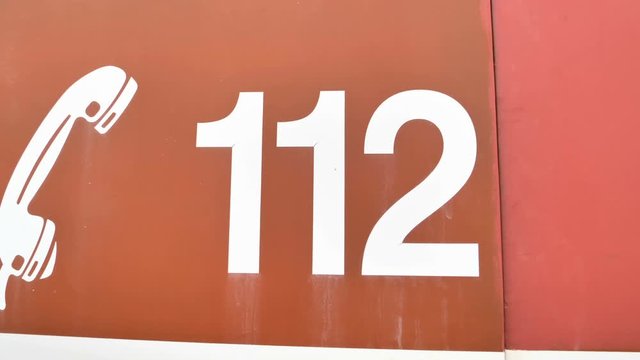 Closer look of the 112 number on the red firetruck