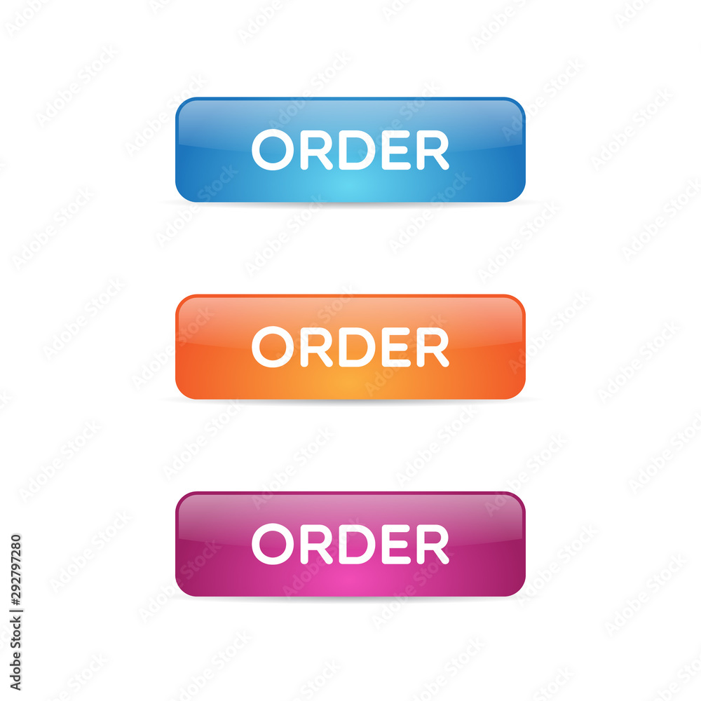 Poster set of glossy order vector buttons