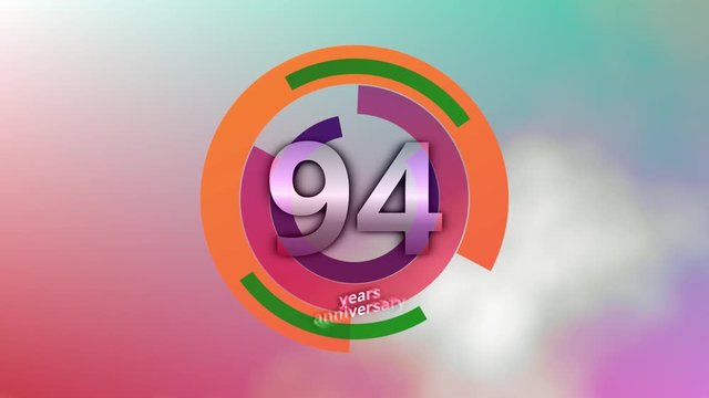 94 Years Anniversary Digital Tech Circle Colorful Background