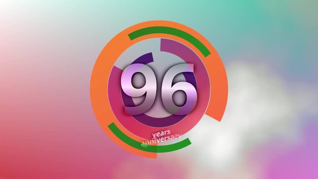 96 Years Anniversary Digital Tech Circle Colorful Background