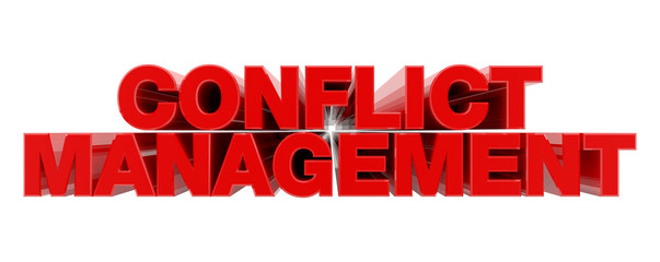 CONFLICT MANAGEMENT red word on white background illustration 3D rendering