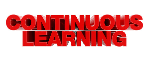 CONTINUOUS LEARNING red word on white background illustration 3D rendering