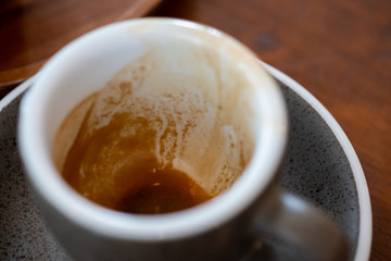 Hot coffee in the cafe