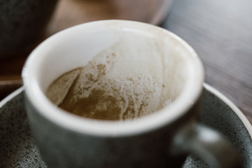 Hot coffee in the cafe