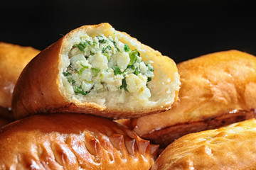 delicious homemade cakes with egg and green onion