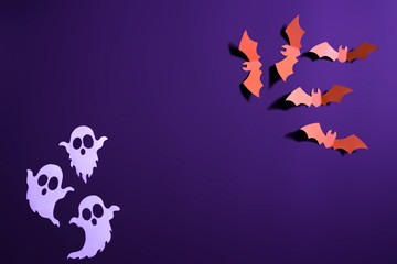 Bats and ghosts papercut for halloween
