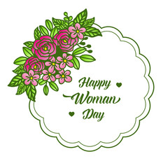 Decoration banner of happy woman day, with crowd of colorful flower frame. Vector
