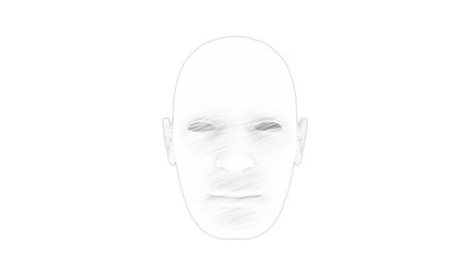 3d rendering of a human face isolated in white background