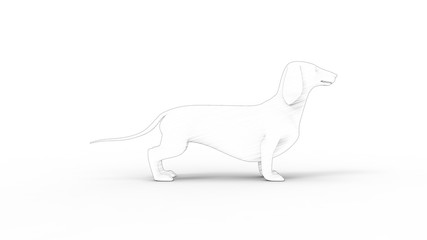 3d rendering sketch of multiple views of a Dachshund isolated in white