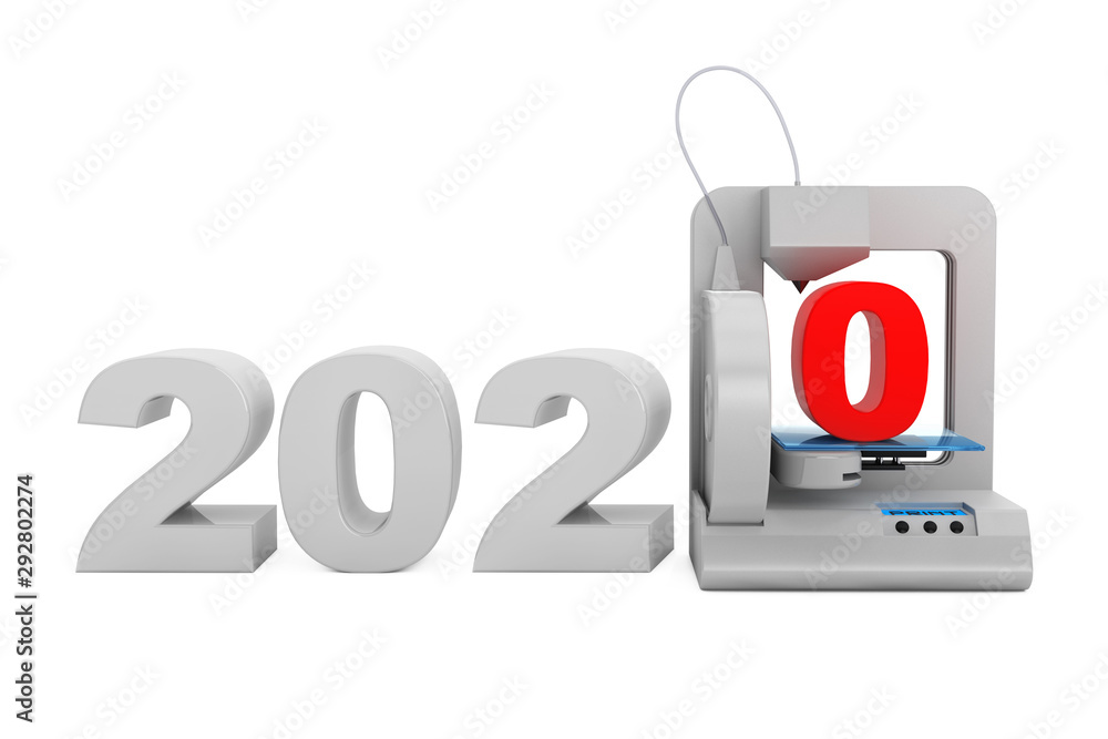 Poster modern home 3d printer print new 2020 year sign. 3d rendering