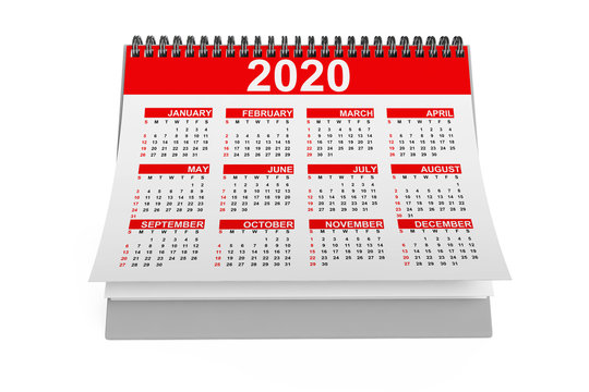 2020 Year Desktop Calendar. 3d Rendering