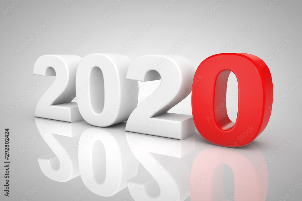 Aufkleber new year 2020 3d sign. 3d rendering