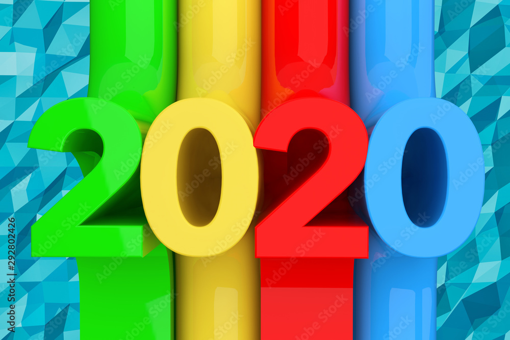 Poster abstract new 2020 year sign. 3d rendering