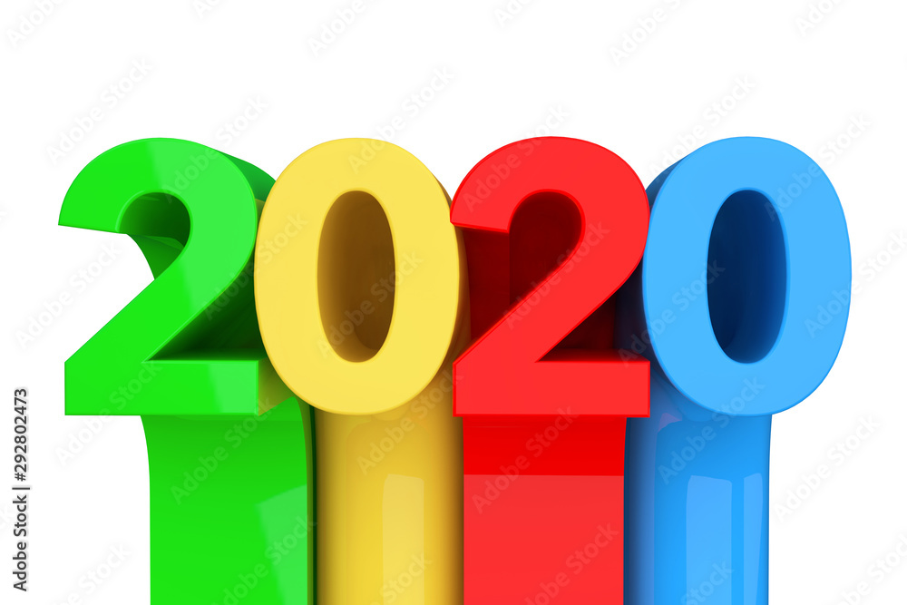Aufkleber abstract new 2020 year sign. 3d rendering