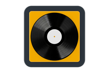 Black Vinyl Record as Touchpoint Web Icon Button. 3d Rendering