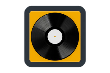 Fototapeta premium Black Vinyl Record as Touchpoint Web Icon Button. 3d Rendering