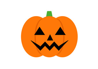 ジャック オ ランタン シンプルなイラスト　ハロウィン　オレンジのかぼちゃ　素材　アイコン