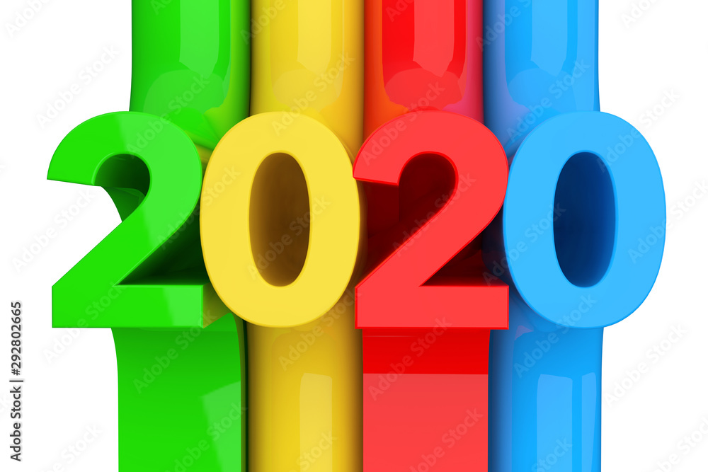 Poster abstract new 2020 year sign. 3d rendering