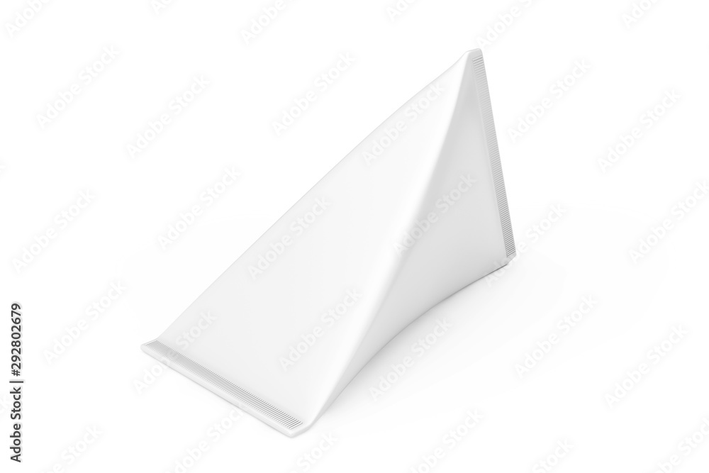 Poster white cardboard triangle box cream, juice or milk pack mock up. 3d rendering