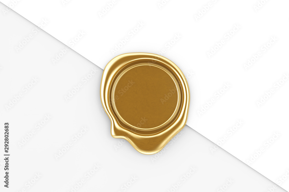 Poster gold wax seal with blank space for your design. 3d rendering