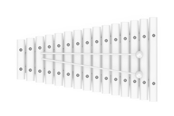 White Wooden Xylophone with Mallets Nockup in Clay Style. 3d Rendering