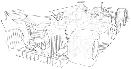 Model speed car. Abstract drawing. Wire-frame. EPS10 format. Vector created of 3d