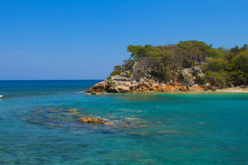coastline with blue sea
