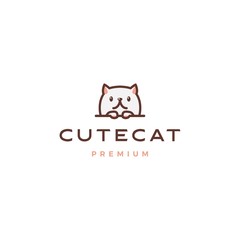 cute cat logo vector icon illustration cartoon