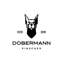 dobermann pinscher dog logo vector icon illustration