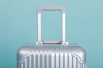Travel Baggage isolated on blue background with copy space, Travel concept background