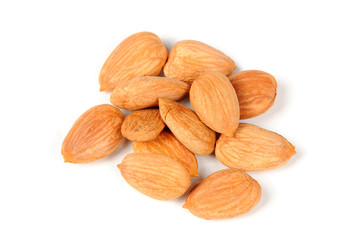 Pile of Almond Nuts Isolated on White Background