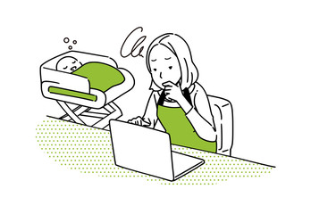 パソコンを操作する主婦