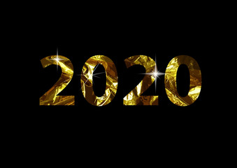 2020 text gold. Happy New Year. Vector illustration