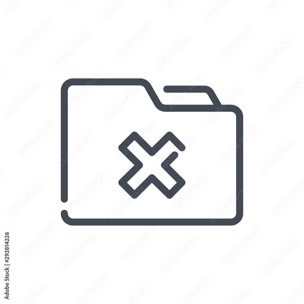 Poster delete folder line icon. remove folder vector outline sign.
