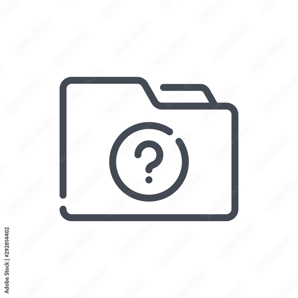 Poster faq folder line icon. folder with question mark vector outline sign.