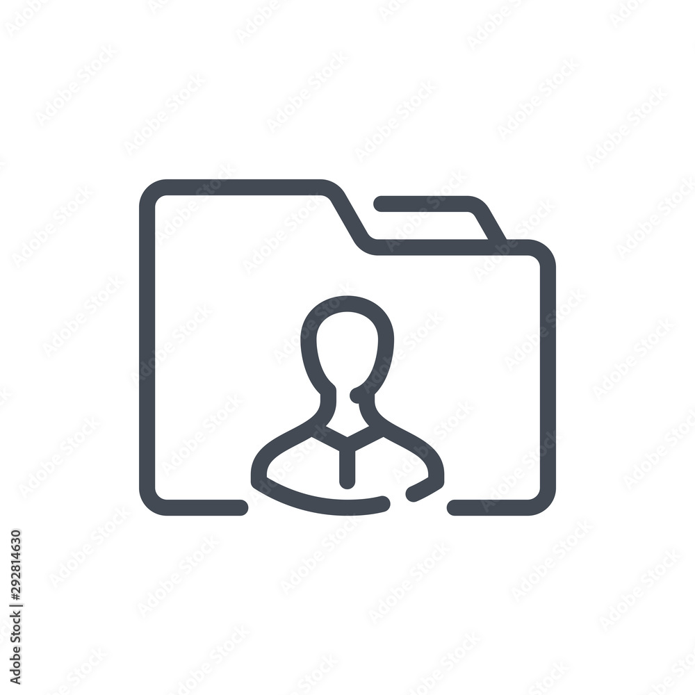 Poster personal folder line icon. folder with user avatar vector outline sign.