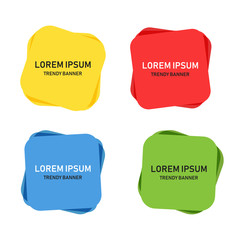 Colored banners in vector trendy flat design. Vector banners. Colored vector tags. Colorful vector shapes isolated.
