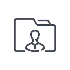 Personal folder line icon. Folder with user avatar vector outline sign.
