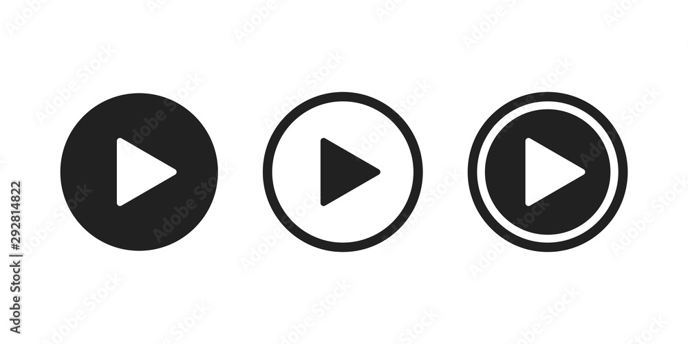 Poster play button icon on white background. play button icon. set of black isolated vector icon play butto