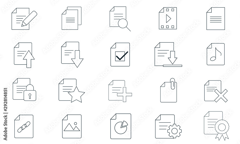 Poster document icon set for versatile document-related icons